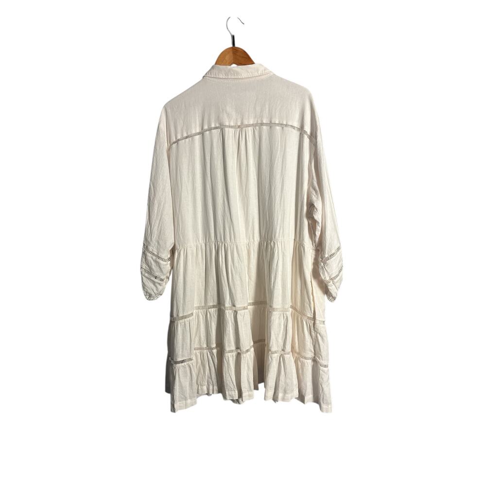 NWT Maeve Bettina Anthropologie Plus 2X Linen Blend
Tiered Mini Shirt Dress Lace - Picture 5 of 8